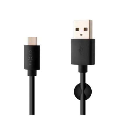 Dátový a nabíjací kábel FIXED s konektorom USB-C, USB 2.0, 3A, čierny