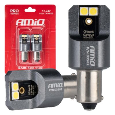 Žiarovky LED FULL CANBUS PRO T4W BA9S 4x3030 SMD biele 12V 24V Amio